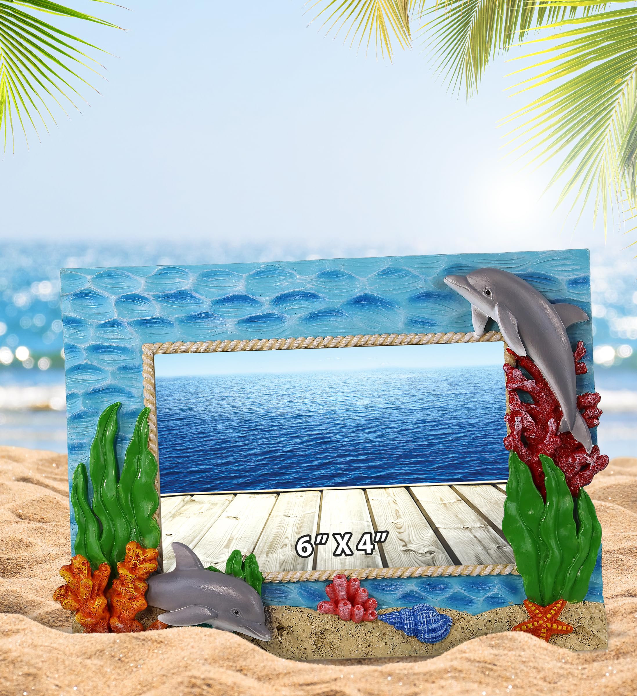 砂浜の蟹 写真 フレーム付き 額縁サイズ約38x32cm Amazon.com - CoTa Global Dolphin 4x6 Nautical Frame - Colorful