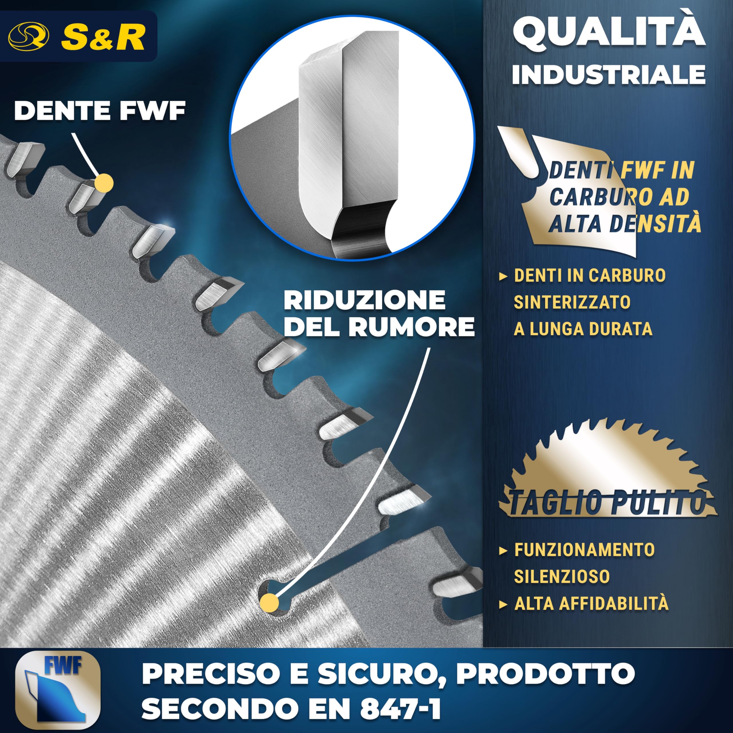 S&R Lama per Sega Circolare 305 x 30 mm 100 Denti FWF - Disco da Taglio per Metallo Alluminio Profili di Acciaio Legno - Lama Compatibile con Sega Circolare da Tavolo Bosch Makita Einhell Ryobi