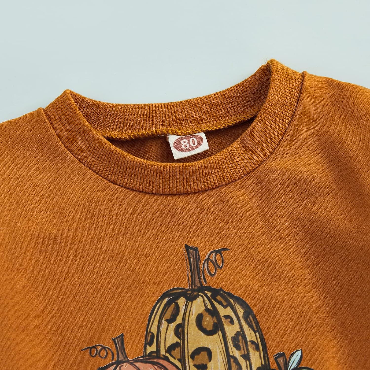 Baby Girl Halloween Outfit Pumpkin Pie Crewneck Sweatshirt Shirt Top Bell-Bottom Pants Sets Cute Toddler Clothes - Image 2