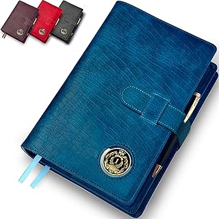 GALILEO® Double AA Big Book Cover & 12 Steps & 12 Traditions | PU Leather | Medallion Holder | AA Book Covers for Hardcover | AA Gift | Alcoholics Anonymous (Crocodile Leather/Navy Blue)