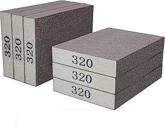 6 Pack 320 Grit Hand Sanding Block, Washable and Reusable Sanding Sponge Great for Pot Brush Pan Brush Sponge Brush Glasses Sanding Wood Sanding Metal Sanding (320 Grit)