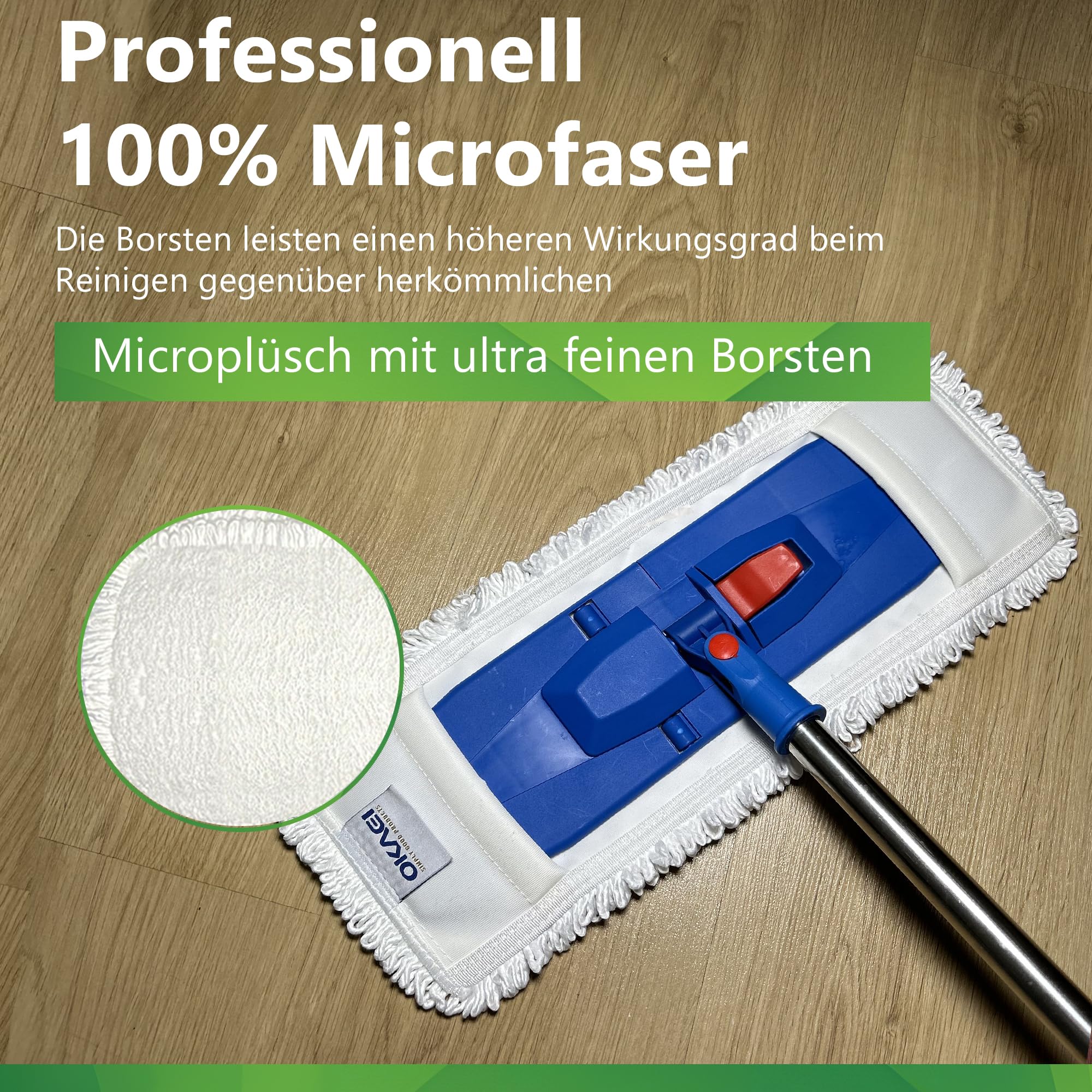 Okaei 10 Stuck PureWhite Microfiber Wischmop Bezug - 40 cm Mikrofaser-Schlingen-Bezug für Bodenwischer, Wischmopp, und Bodenreiniger