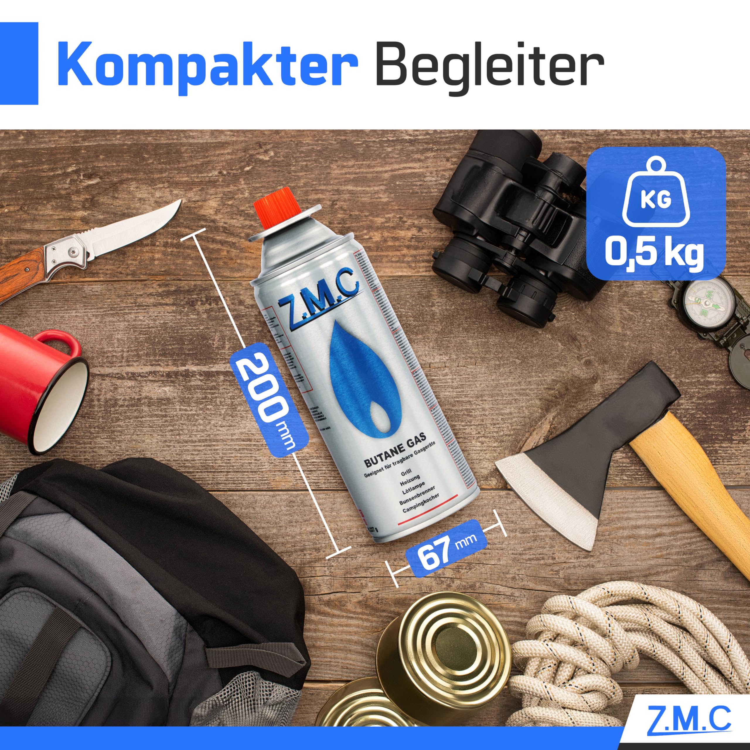 Z.M.C ZMC 28 x butan kartusze gazowe 227 g z zaworem typu MSF-1a, uniwersalne kartusze z butanem z przyłączem bagnetowym, kartusze gazowe do kuchenek kempingowych, gazowych, palników do chwastów