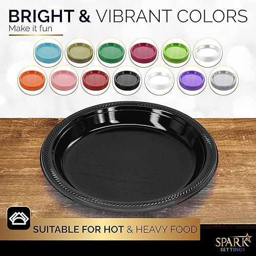 Miniatura 2 de Amcrate Platos desechables de plástico azul real, platos de plástico de 10.4 pulgadas, platos desechables fuertes y resistentes para fiestas, cenas,