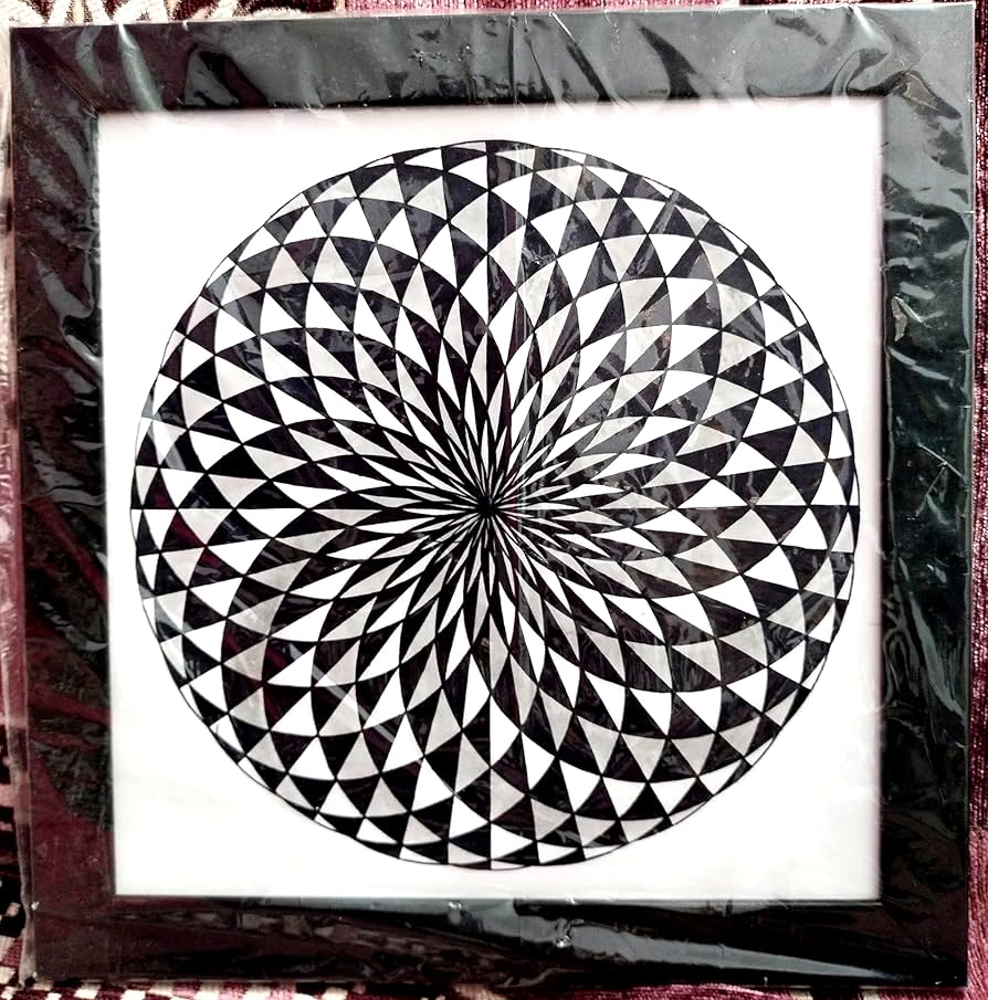 AADICRAFT,MANDALA BLACK AND WHITE HANDMADE ILLUSION ART