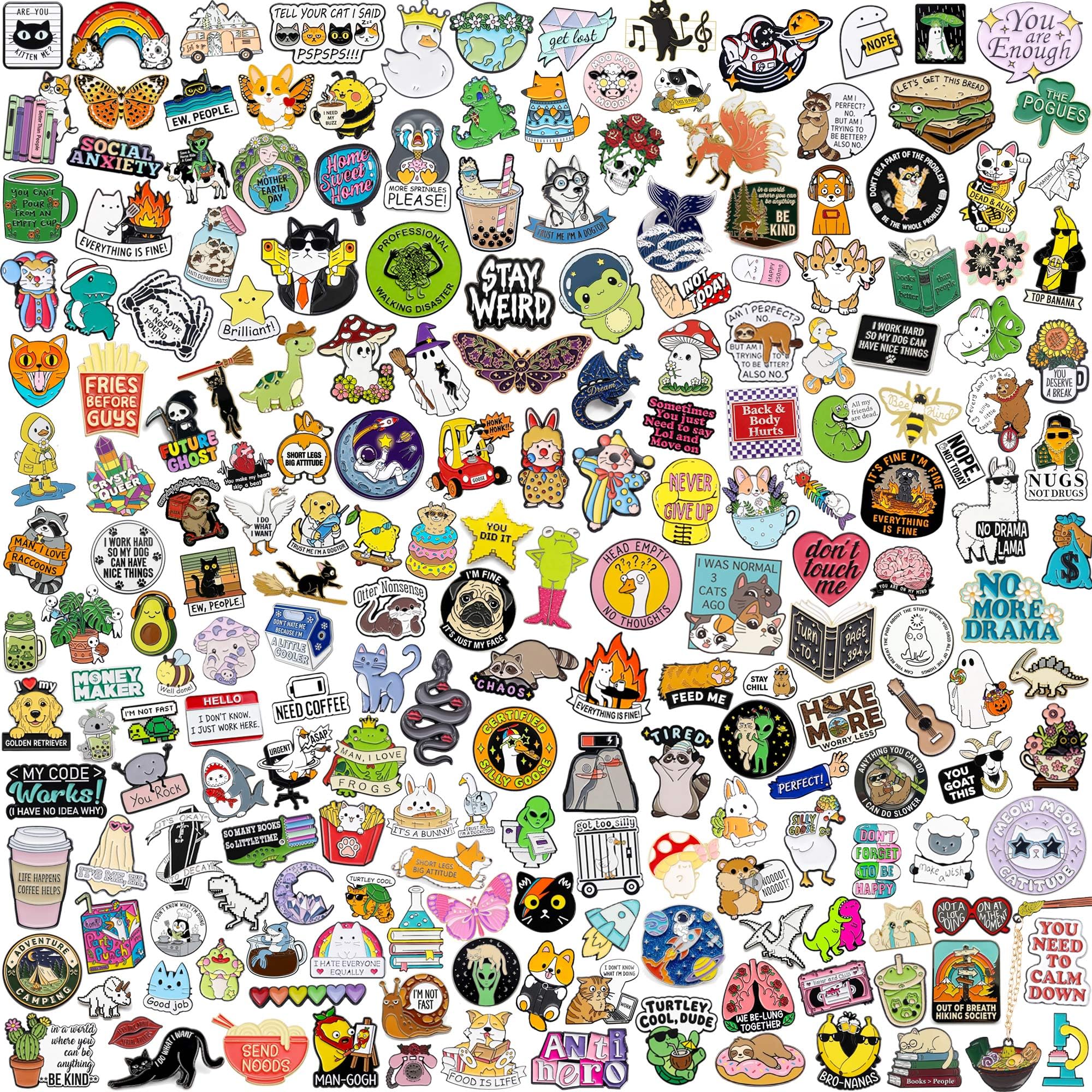 20/40/50 PCS Cute Enamel Pins Bulk, Funny Backpack Pins Aesthetic Lapel Badge Pins Set Assorted Enamel Brooch Pins for Backpacks, Hats, Bags, Landyards