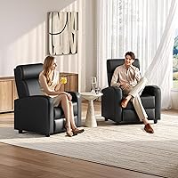 Vista 2 de Yaheetech Silla Reclinable de Cuero de 2 Asientos Sofá Reclinable Chaise Couch Lounger Sofá Moderno para Sala de Estar Cine en Casa Negro