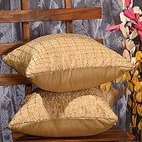 Vista 3 de Juego de 2 almohadas decorativas amarillas de 18 x 18 pulgadas, fundas de almohada decorativas Art Deco, fundas de almohada amarillas para sala