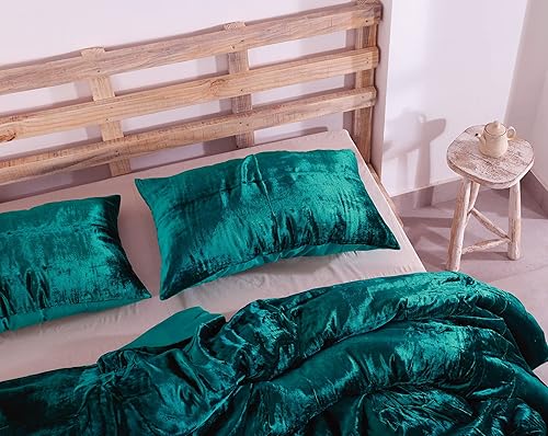 Miniatura 7 de Madhu International Funda de edredón de terciopelo negro aplastado de lujo, hecha de terciopelo de rayón de alta calidad, juego de 3 piezas de