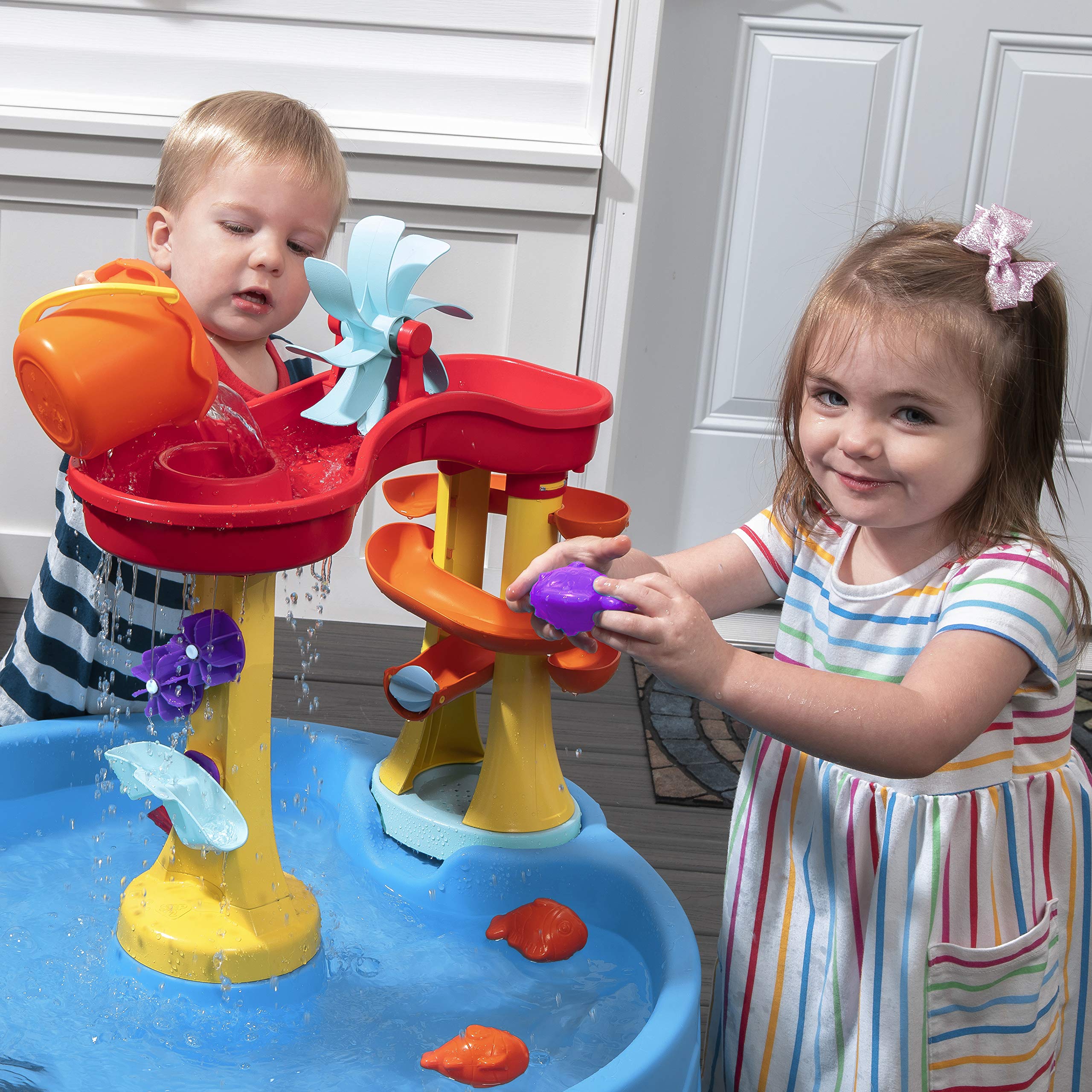 STEP2 Archway Mesa de juego acuática grande con accesorios 13 piezas para niños azul