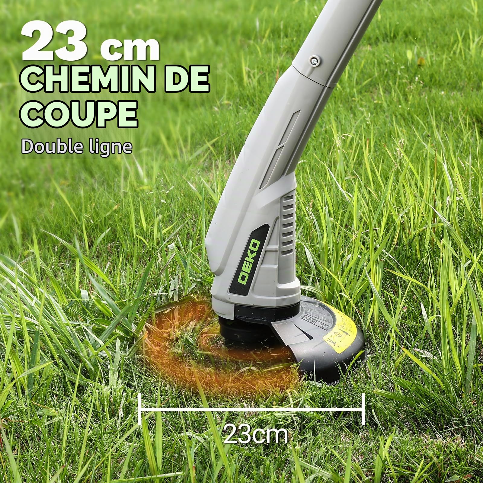DEKOPRO Coupe Bordure Filaire 250 W: Débroussailleuse Êlectrique à Double Fil de 23 cm, Alimentation Automatique, avec 3 Bobines de Fil, pour Pelouses, Jardins et Mauvaises Herbes