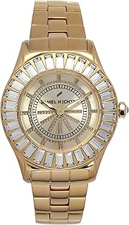 Reloj Analógico de Cuarzo para Mujer, Correa de Acero Inoxidable Color Dorado
