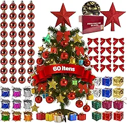 Árvore De Natal Decorada Decoração De Natal Kit Enfeites Natalinos 60cm Com Pisca E 60 Acessórios (220 Volts)