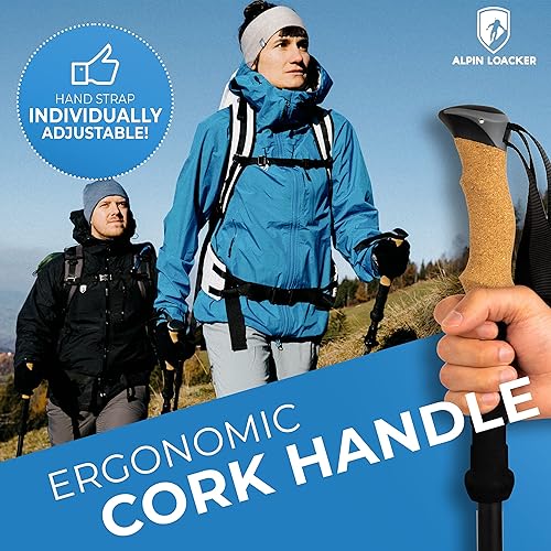 Miniatura 5 de ALPIN LOACKER Bastones de trekking plegables para senderismo I Bastones de senderismo de carbono o aluminio, ultraligeros I Bastones de trekking