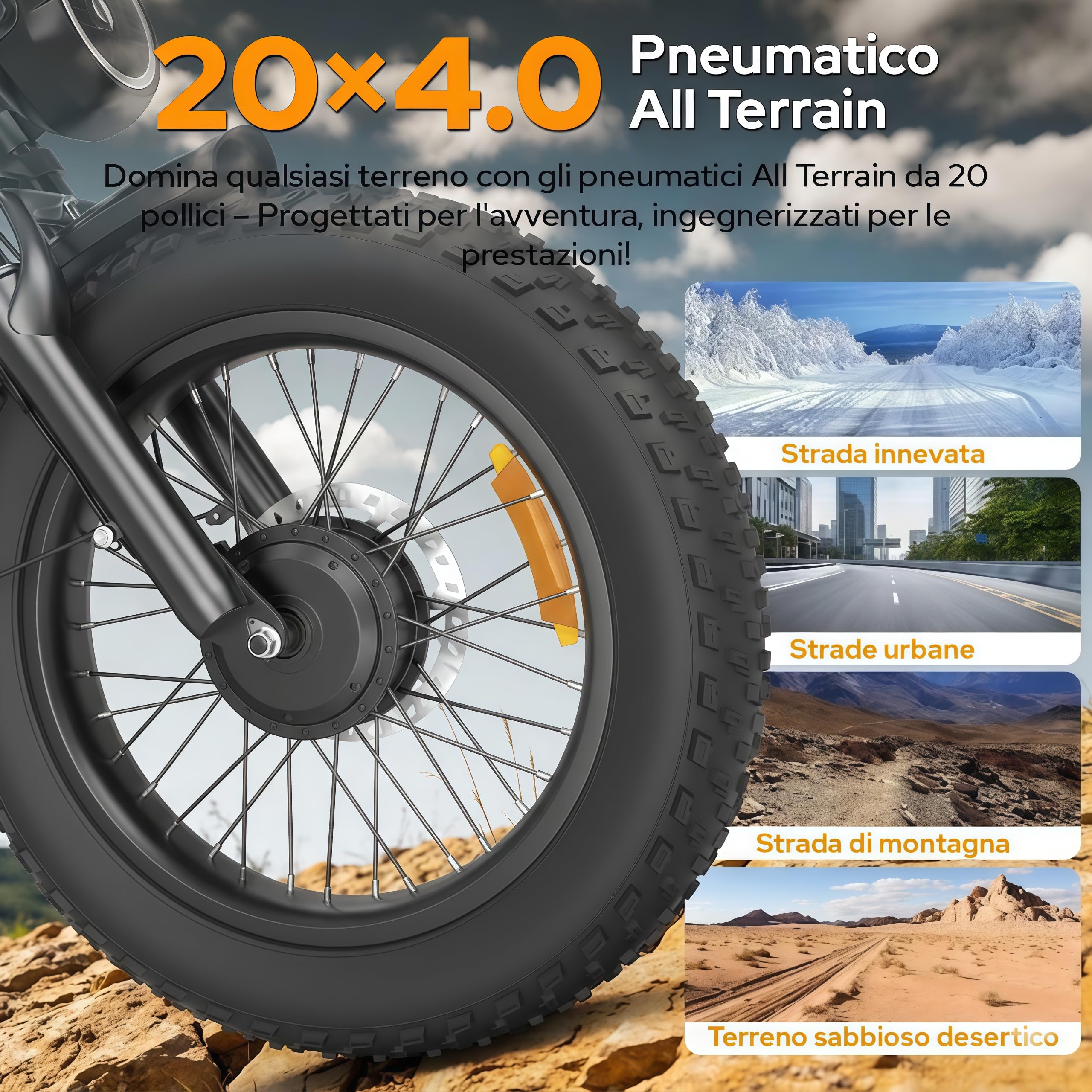 S8 Bici Elettrica 20 Pollici, Doppio Motore ad Alte Prestazioni, Doppia Batteria Rimovibile 48V 60Ah, Autonomia 120-250 KM, Sospensione Idraulica, Cambio Shimano 7 Velocità, E-Bike Uomo Donna