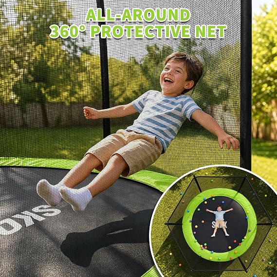 SKOK Trampoline for Kids,400LBS Outdoor Trampoline with Net-ASTM Approved Trampoline for Children and Adults