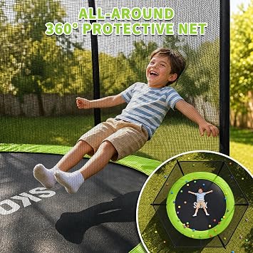 SKOK Trampoline for Kids,400LBS Outdoor Trampoline with Net-ASTM Approved Trampoline for Children and Adults