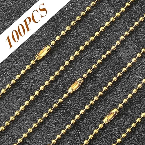 Vista 24 de SANNIX 100 cadenas de cuentas de bola, cadena de metal a granel para perro, cadena de bolas de 4.72 pulgadas con conectores para colgar decoración