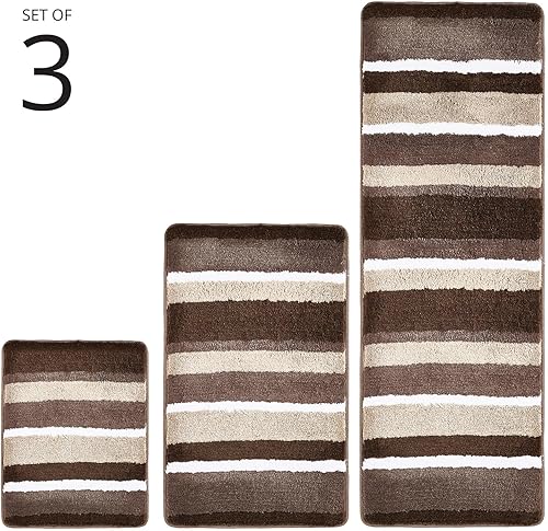 Miniatura 4 de mDesign - Alfombra de microfibra de poliéster para baño, bañera, ducha, tocador, absorbente de agua, lavable a máquina, incluye alfombrilla