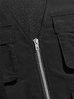 Vista 6 de OYOANGLE Chaleco tipo cargo sin mangas con cuello en V y cremallera para hombre con bolsillos con solapa