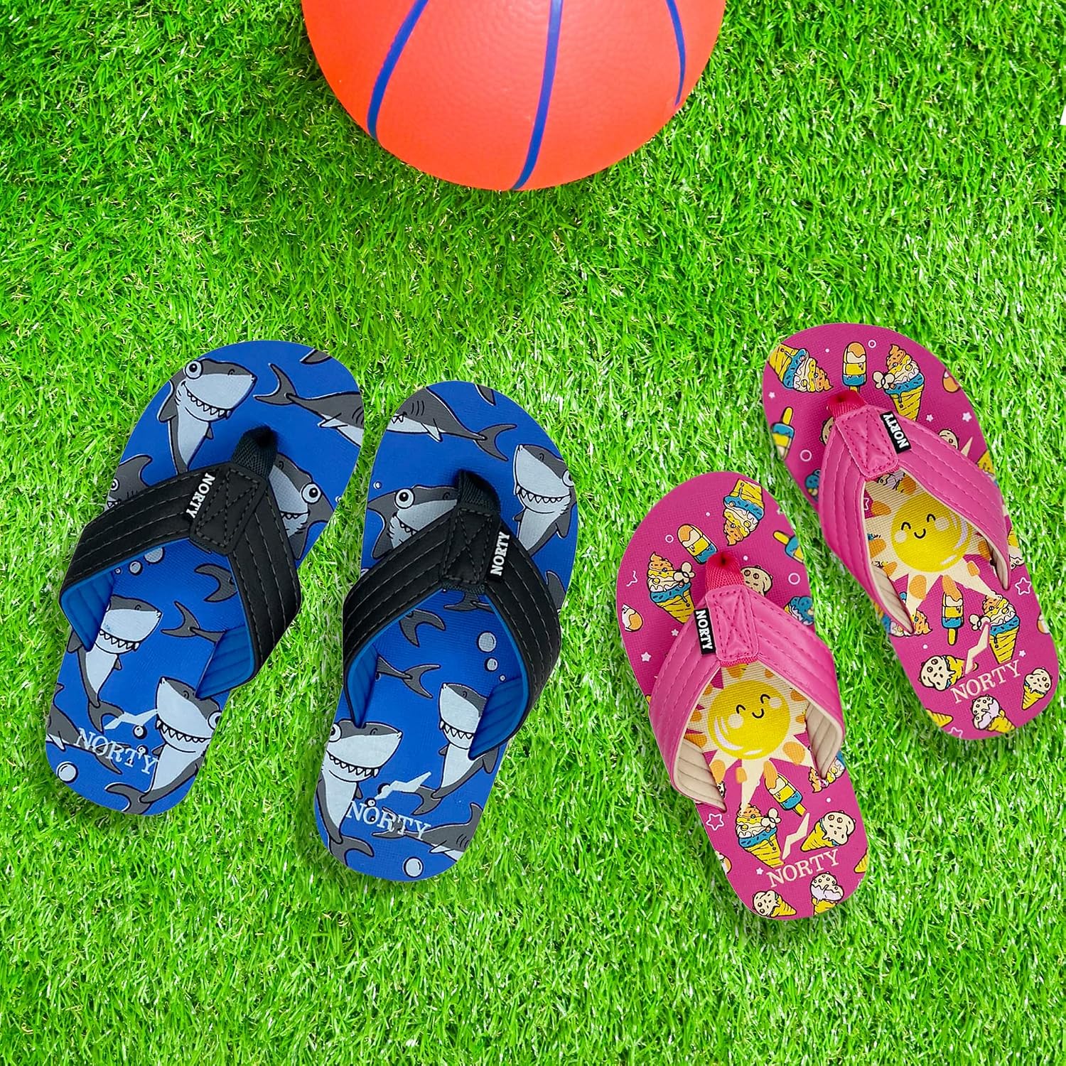 NORTY Boys' Flip-Flops for Beach, Pool, and Everyday Use – Runs One Size Small