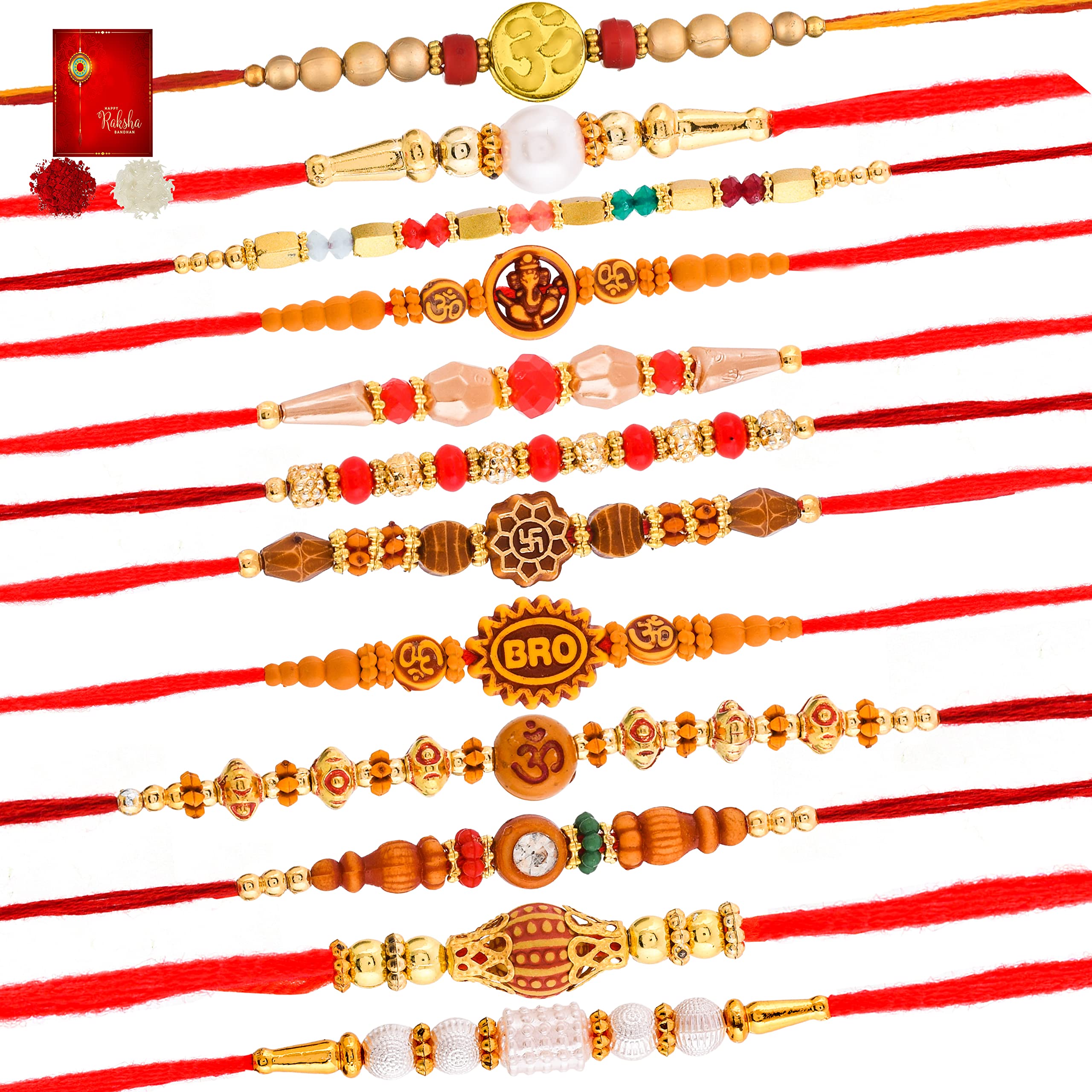 Poorak Unisex Adult Festival Rakhi With Roli Chawal and Rakshabandhan Best Wishes Greetings Card Gift Set of 12 (B0B4G3MV68) Amazon Price History, Amazon Price Tracker