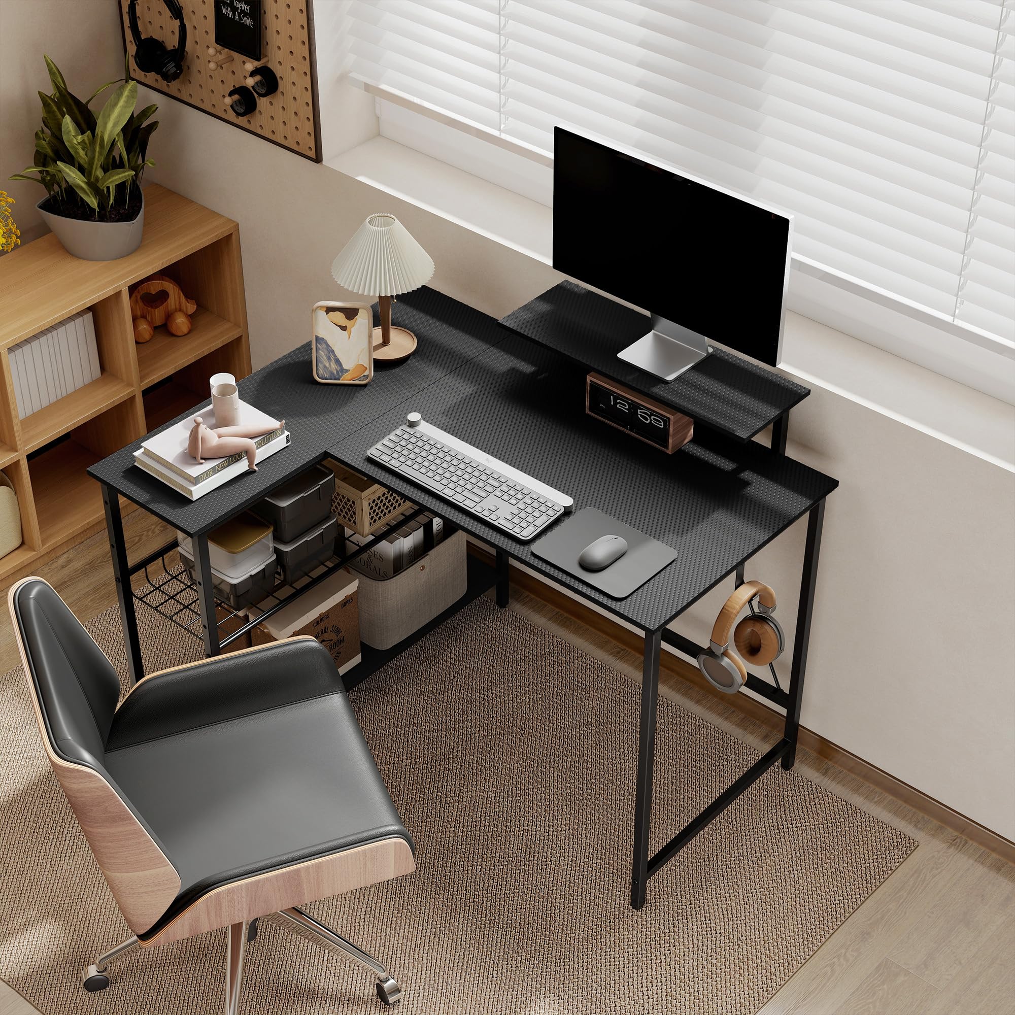 HOMCOM Bureau Gaming réversible 114,5 x 82 cm avec Support pour Écran Noir