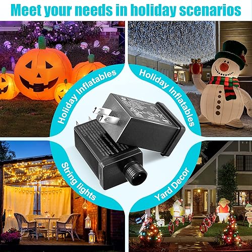 Miniatura 9 de Adaptador inflable de repuesto para patio, adaptador de fuente de alimentación de 12 V CC 1.0 A clase 2, fuente de alimentación para decoraciones