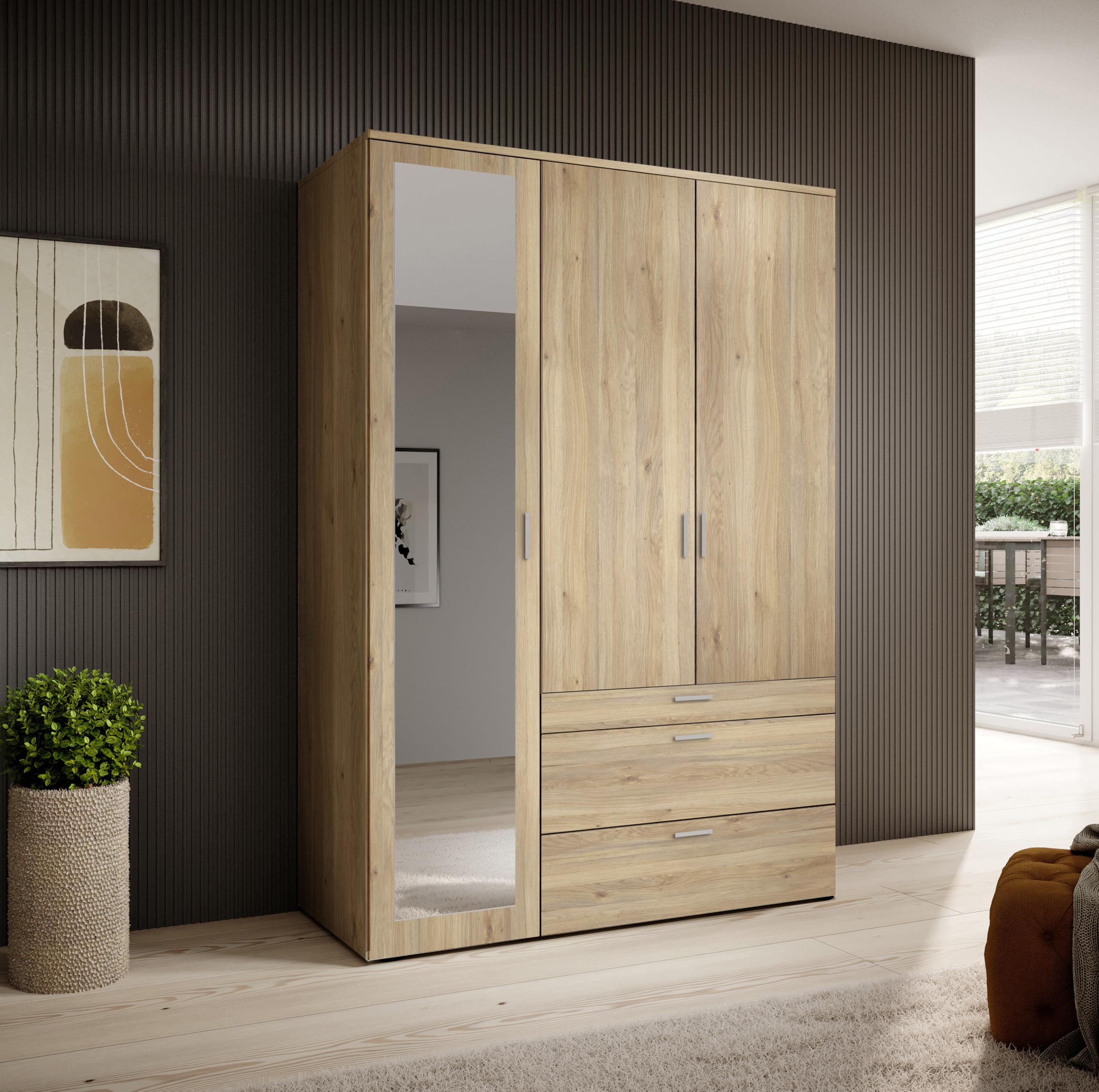 Armadio a 3 ante battenti con specchio 135x195x56 cm AVANTI TRENDSTORE