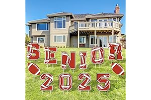 15" Senior 2025 Yard Signs with Stakes - Football Yard Decorations