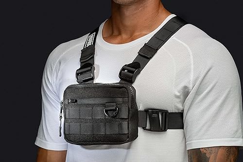 Miniatura 4 de MVRK Bolsa de pecho resistente al agua - Bolsa táctica ligera para entrenamiento al aire libre, mochila de pecho para correr para hombres con