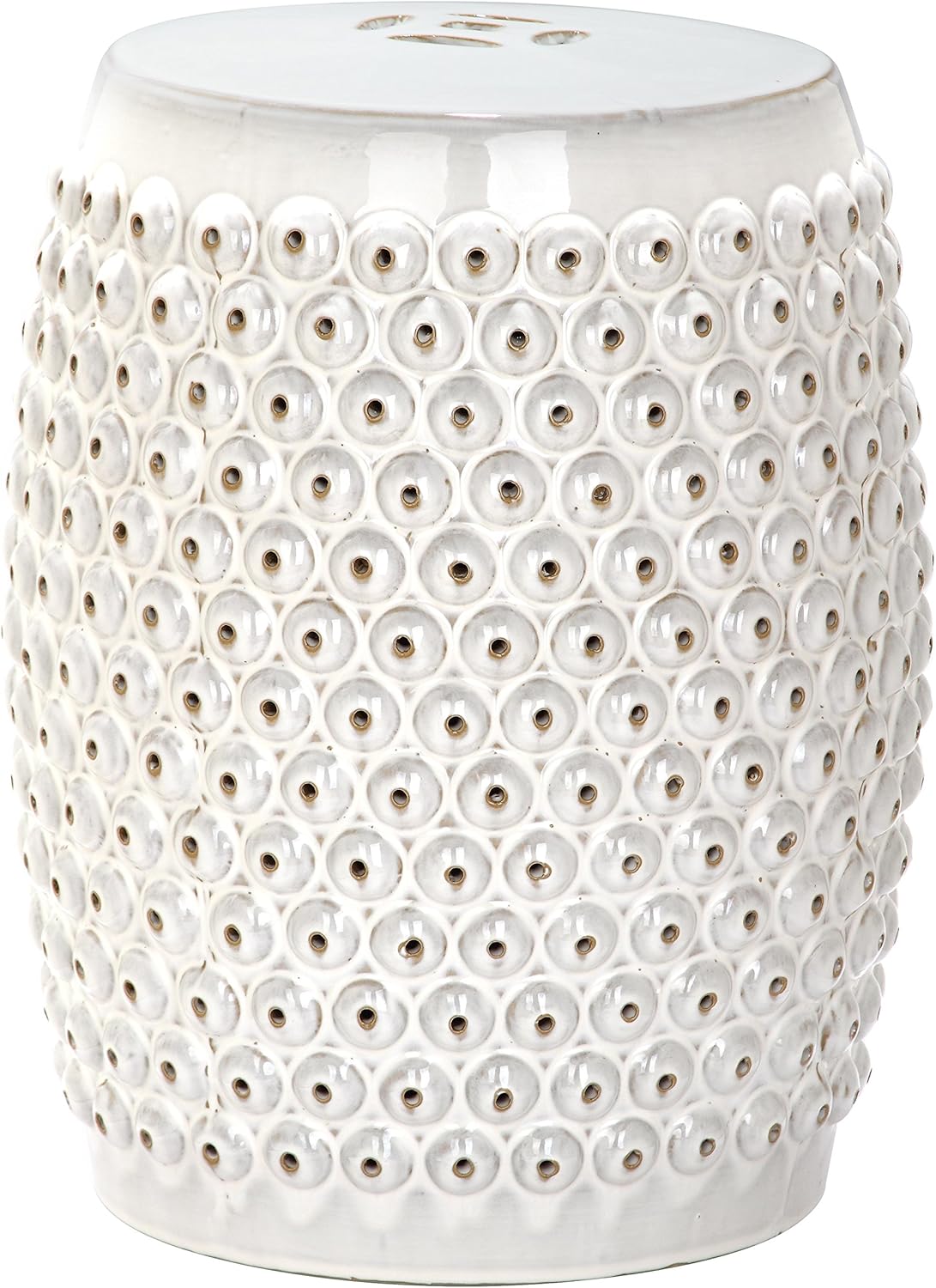 Safavieh Castle Gardens Collection Stella Nail Head White Glazed Ceramic Garden Stool
