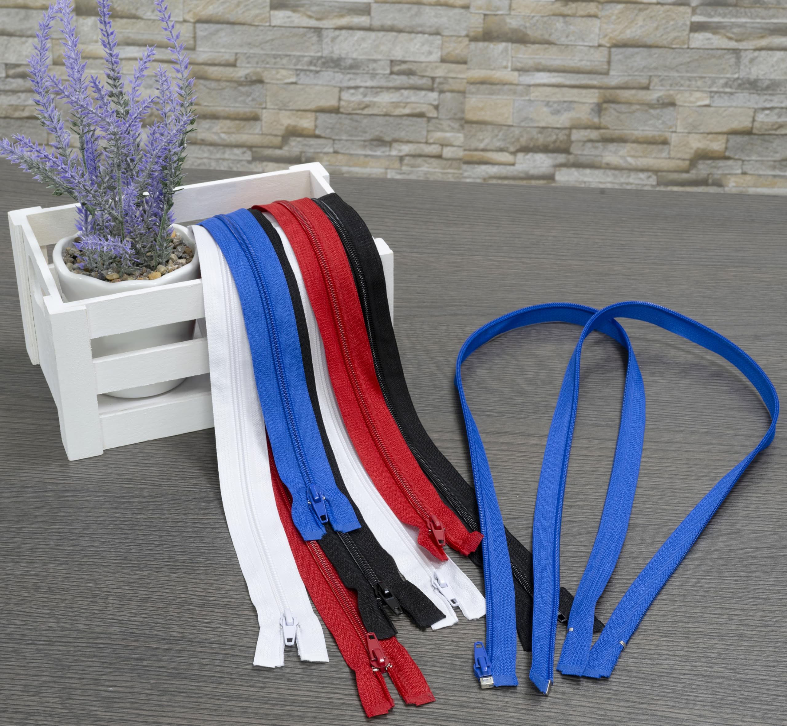 Aerzetix - Set Di 8 Cerniere A Spirale N°5 60 Cm Separabili Con Cursore - Metallo, Nylon Poliestere - Colore Grigio - Cucitura E Riparazione Creazioni Tessili - 3