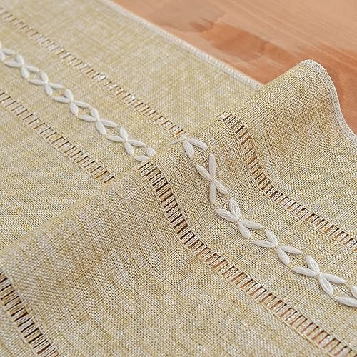 Miniatura 7 de Camino de mesa de lino rústico con borlas a rayas, bohemio, de 36 pulgadas de largo, para cocina, comedor, vacaciones, fiesta, boda, mesa auxiliar,