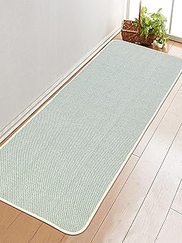 SARAL HOME EASY LIVING Cotton Solid Rectangular Anti Skid Yoga Mat/Runner | Washable, Durable Yoga Mat for Kids, Men and Women | Exercising/Gym Yoga Mat (Green, 60x180 CM) - image, photos