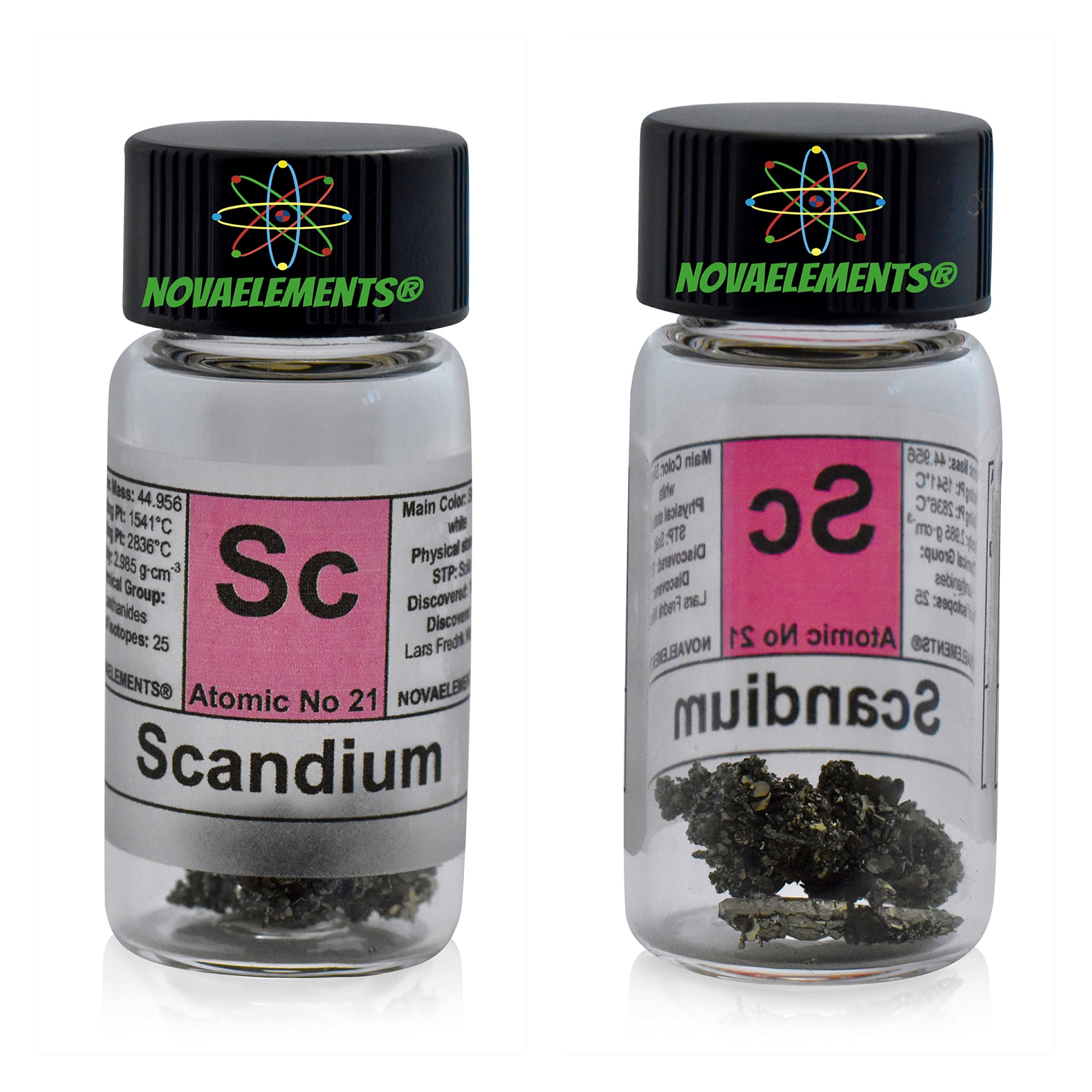 Scandium Metal Element 21 Sc, 0.5 Grams 99.999% in Glass Vial with Label