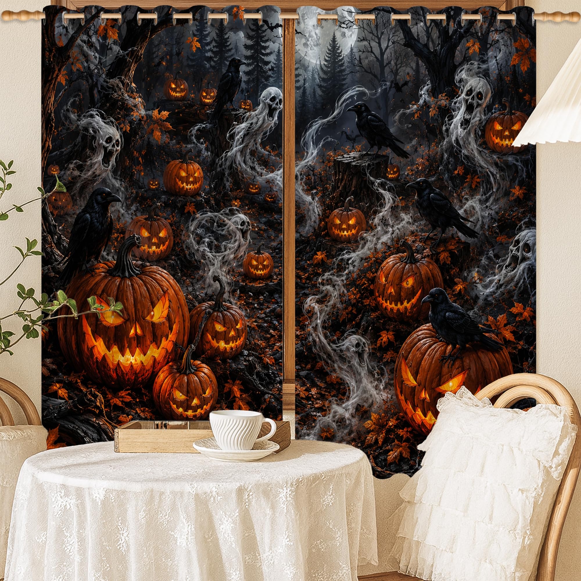Rideau isolation thermique halloween rideaux occultants citrouilles