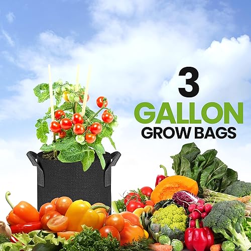 Miniatura 7 de Utopia Home Paquete de 5 bolsas de cultivo de tela de 3 galones, macetas de tela gruesa resistente, macetas de tela de aireación con asas, bolsas de