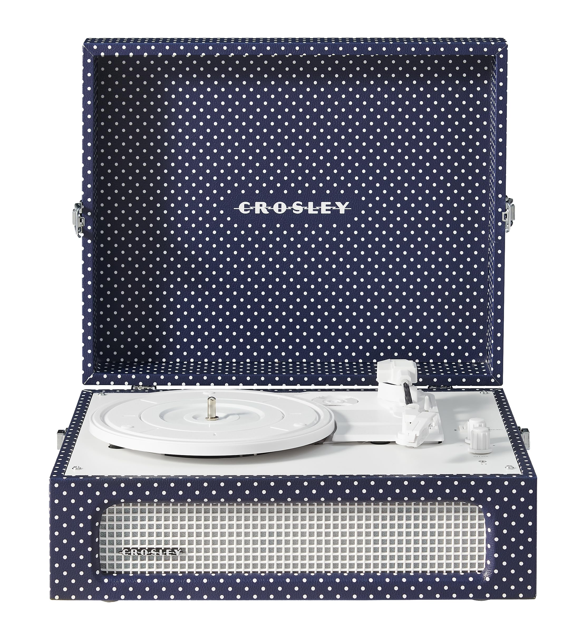Crosley CR8017B-ND Voyager Record Player, Navy Dot