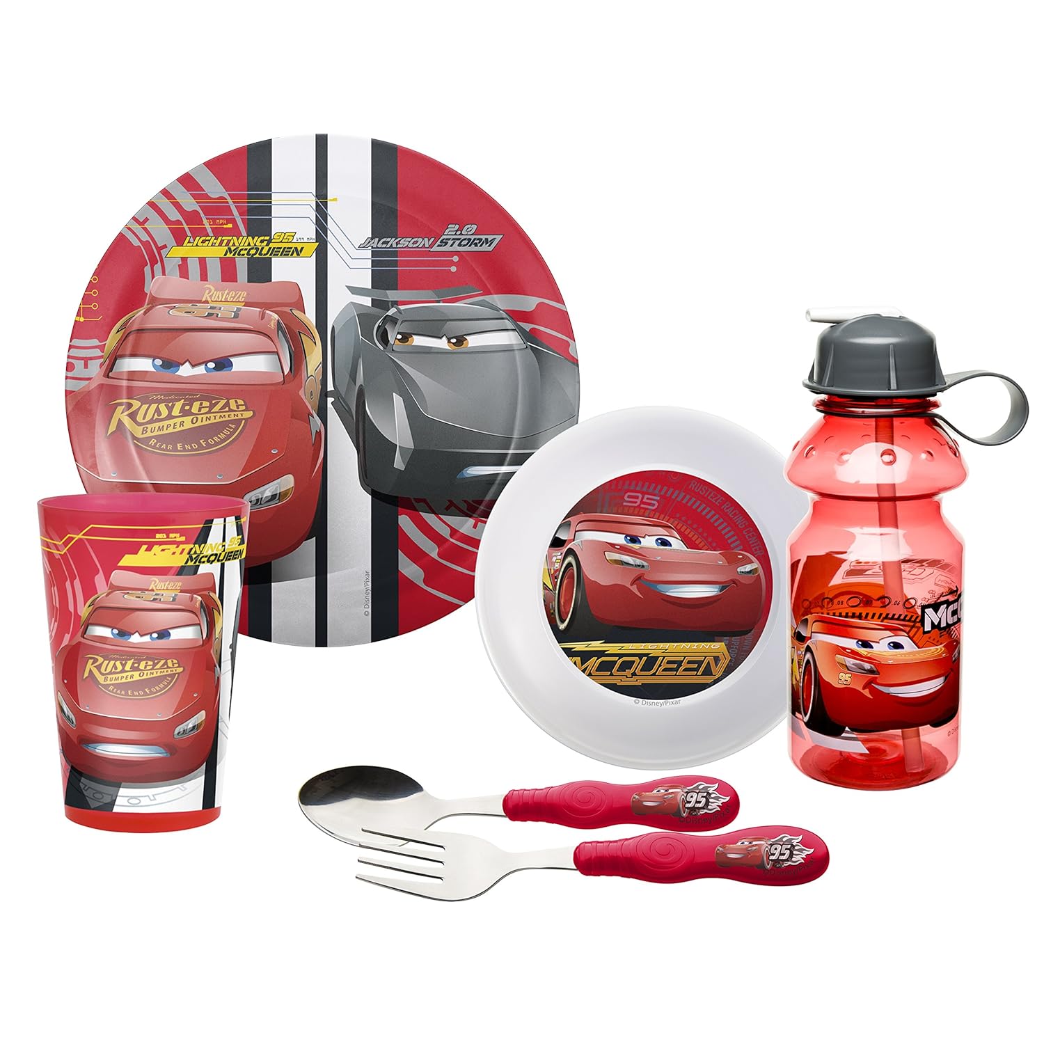Zak Designs Cars 3 6piece Mealtime Set, Lightning McQueen & Jackson