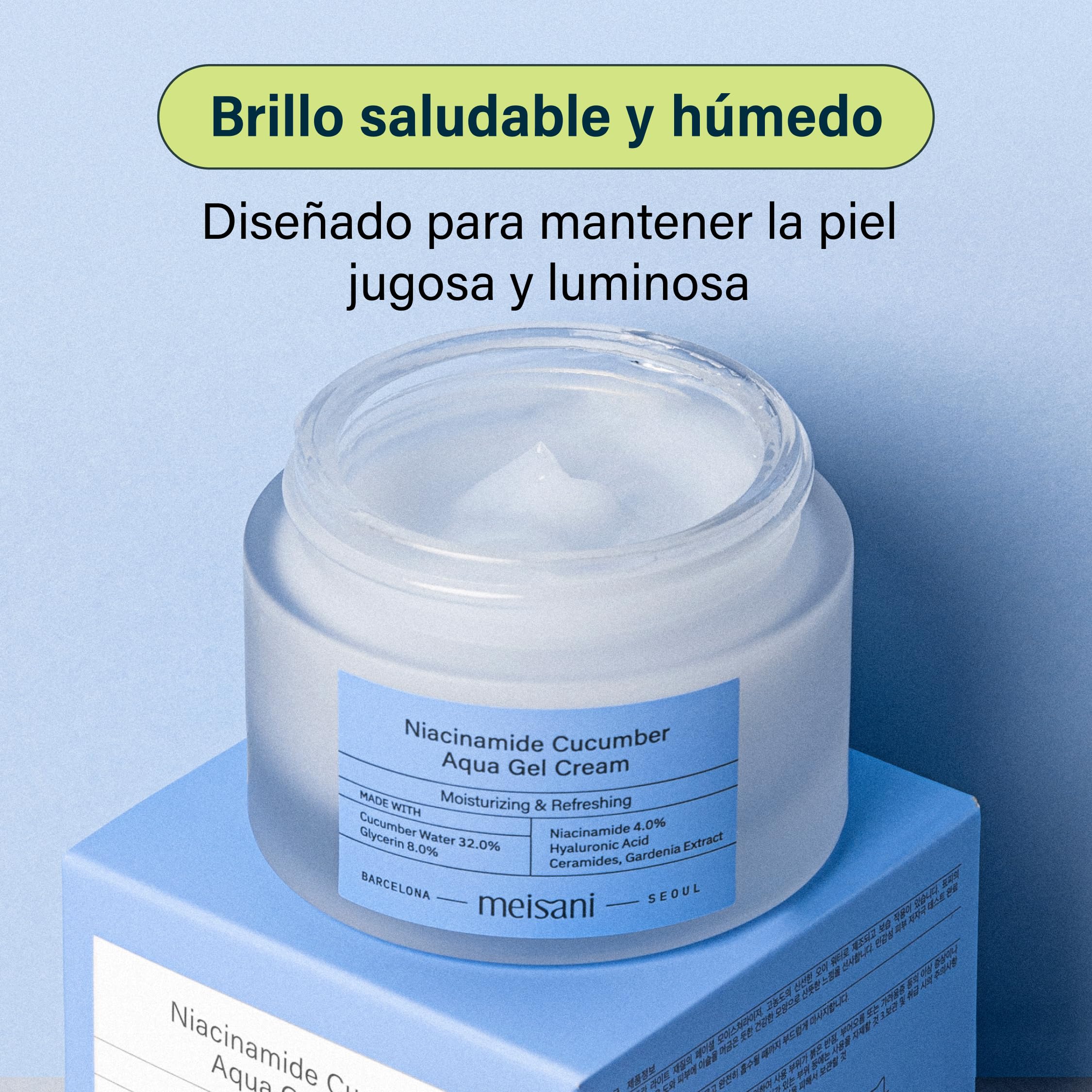 Meisani Niacinamide Cucumber Aqua Gel Cream, Crema facial refrescante con pepino y niacinamida, textura gel (50ml)