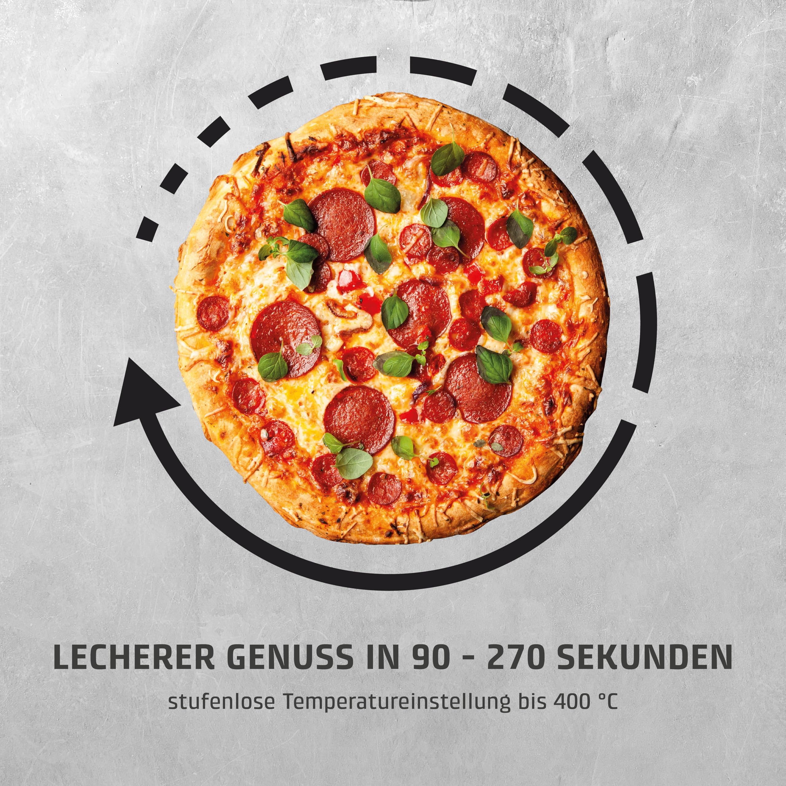 CASO PizzaChef 400° – piec do pizzy, elektryczny, do pizzy, pinsy, tarta, gorący piec kamienny 400°C, 33 x 33 cm, kamień do pizzy z kordierytu, wnętrze ze stali nierdzewnej, gotowa pizza w 2-3 minuty