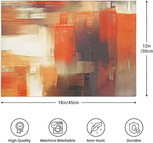 Miniatura 8 de Juego de 6 manteles individuales naranjas para mesa de comedor, arte moderno, pintura abstracta, manteles individuales de lino lavables para cocina,
