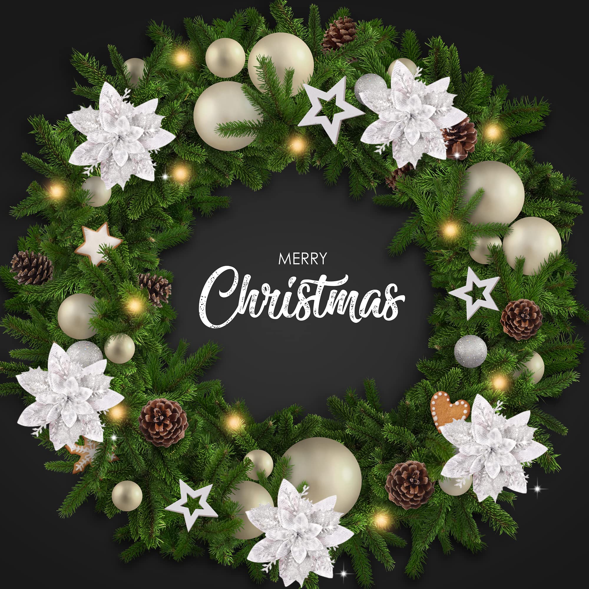 WUBAYI 12 Fiori Decorativi Per Albero Di Natale Con 12 Steli E Clip