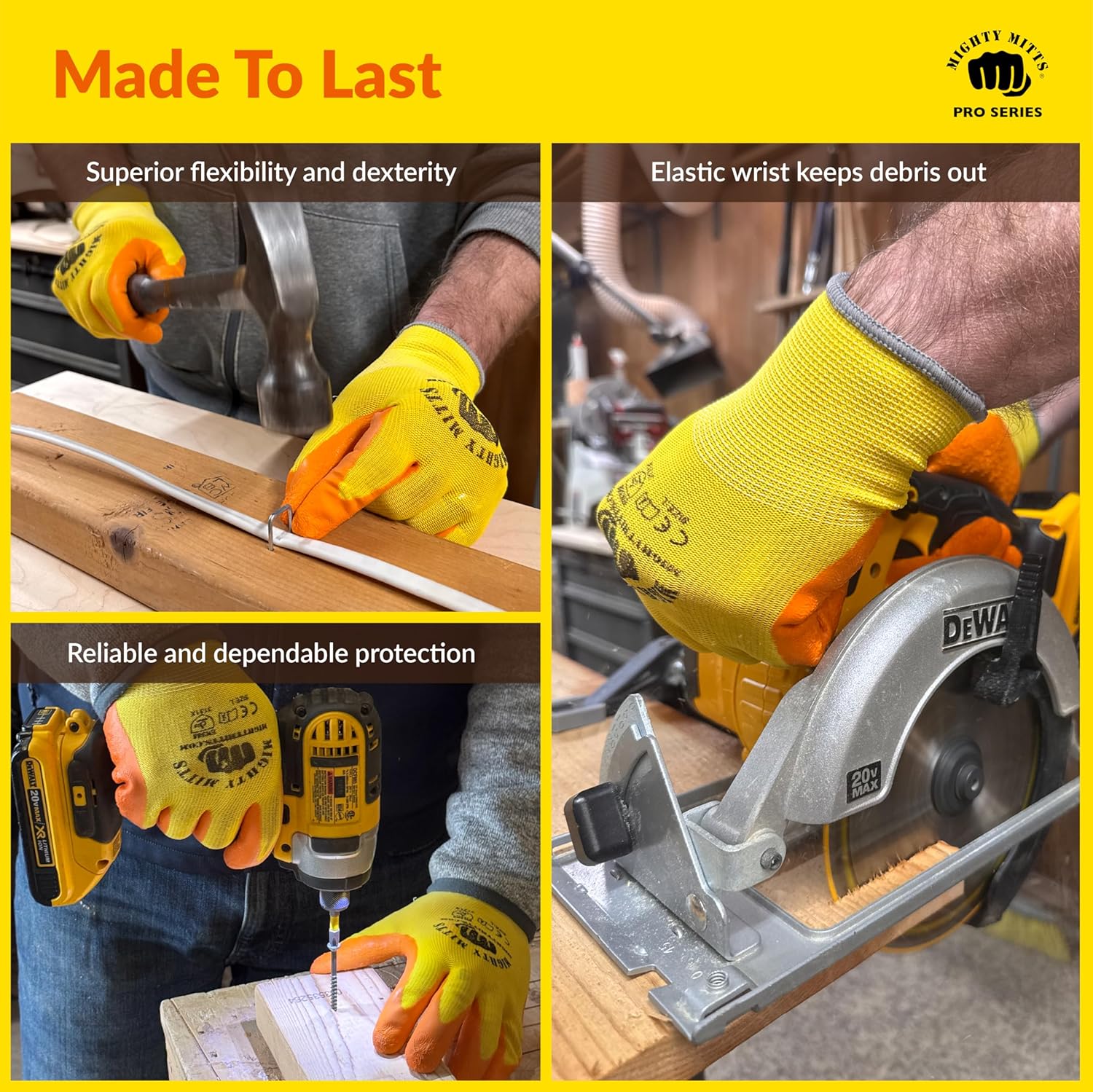 Multi-Use Work Gloves (12 Pack) – Non-Slip Grip and Cut-Resistant Safety Work Gloves with Stretchable Comfort Fit
