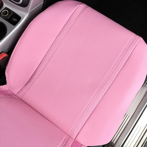 Miniatura 7 de CAR PASS - Fundas de asiento de cuero sintético rosa impermeable con diamantes brillantes, para dos asientos delanteros, ajuste universal, con tiras
