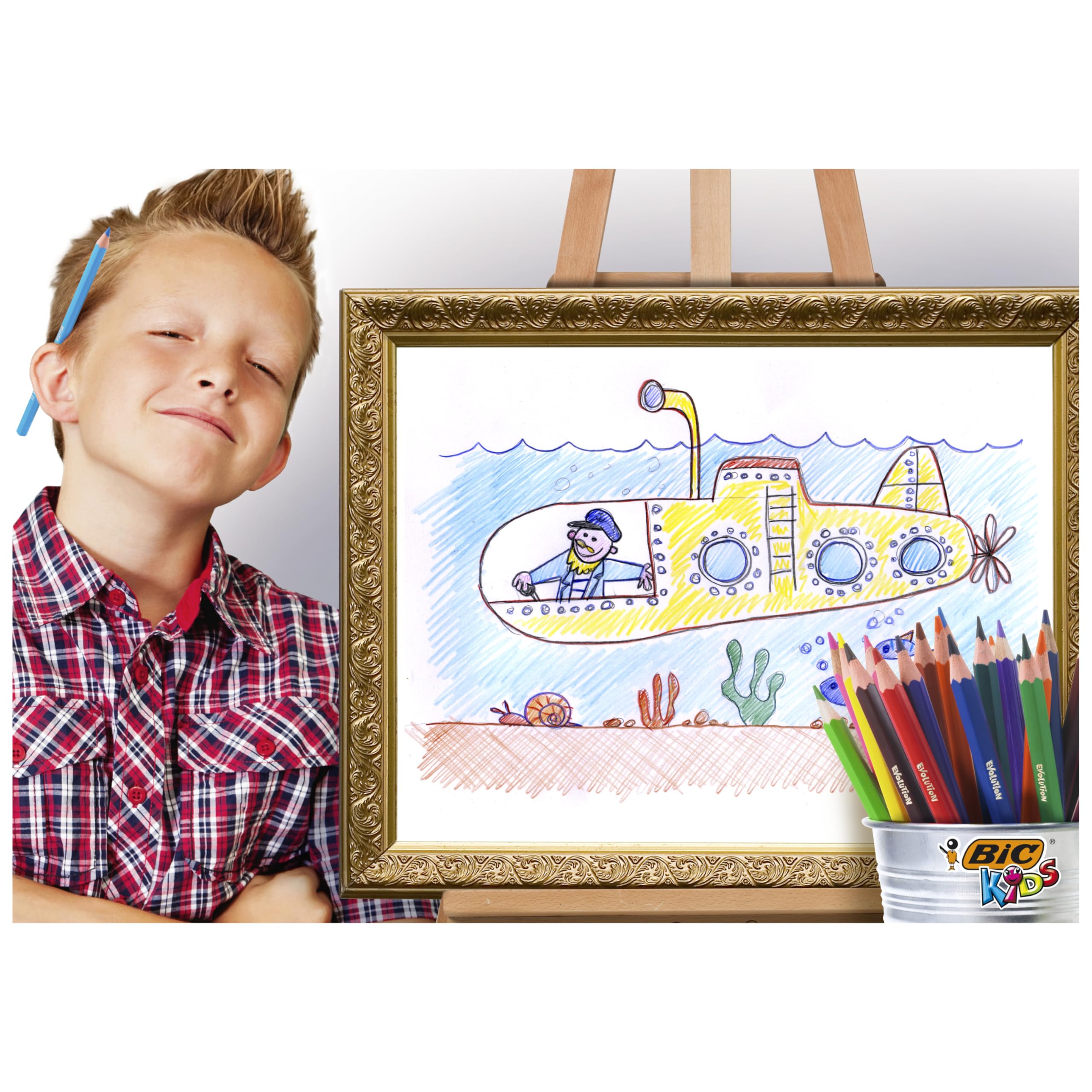 BIC Kids 907901 Evolution Buntstifte Set, Metalleimer mit 288 Buntstiften