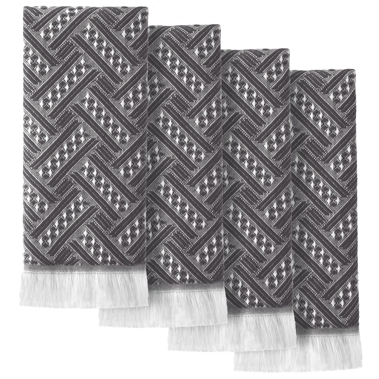 Photo 1 of HunnmingRe 4 Pack Boho Hand Towel for Kitchen, Gray,White