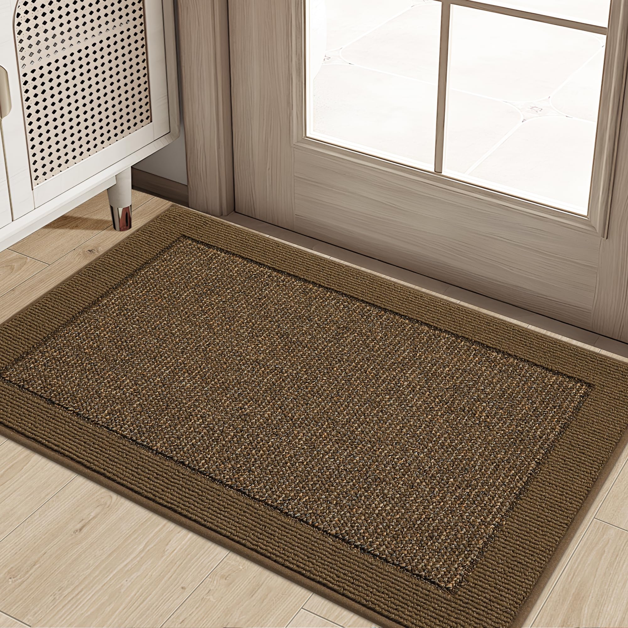BEQHAUSE Door Mat Indoor, 50 * 80 cm Floor Mats, Indoor Door Mat Non Slip Suitable for Front and Rear Doors, Entrances, Corridors, Dirt-Hiding and Washable, Brown โ image 1