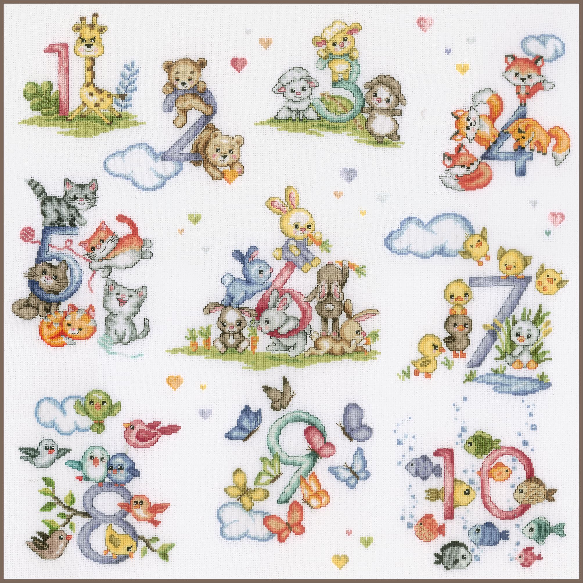 Vervaco Counted Cross Stitch Kits Pictures Decoration DIY Creative Kit Counting from 1 to 10 Crafts Wall Art Embroidery Kit Beginners Gift ca. 48 x 48 cm Cross Stitch Embroidery